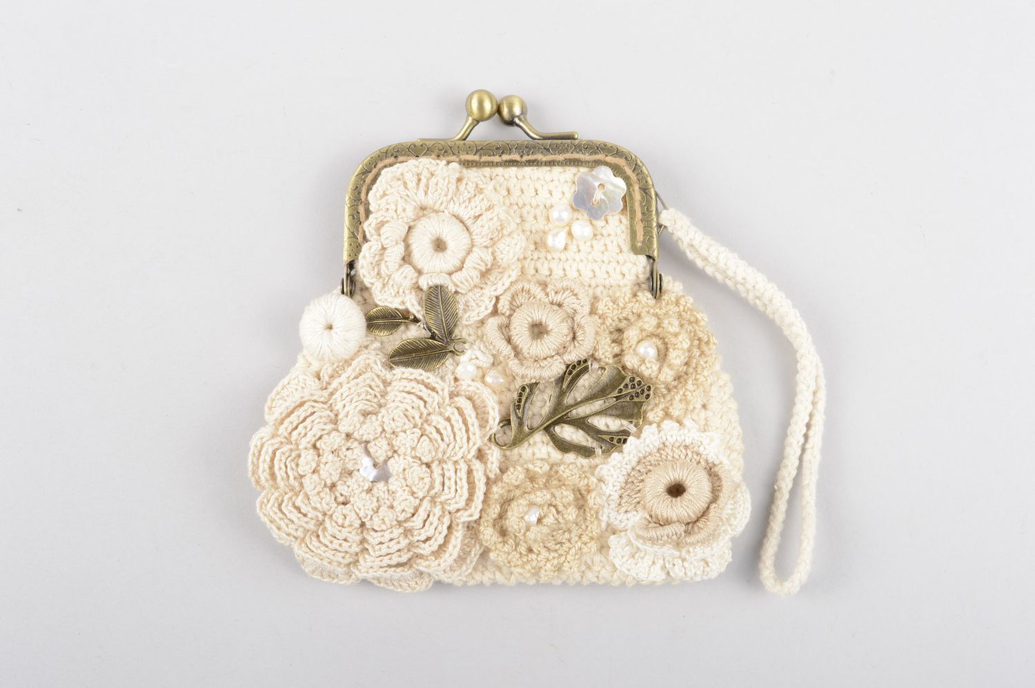 Handmade women purse purse for odd money white crocheted purse present for women photo 4