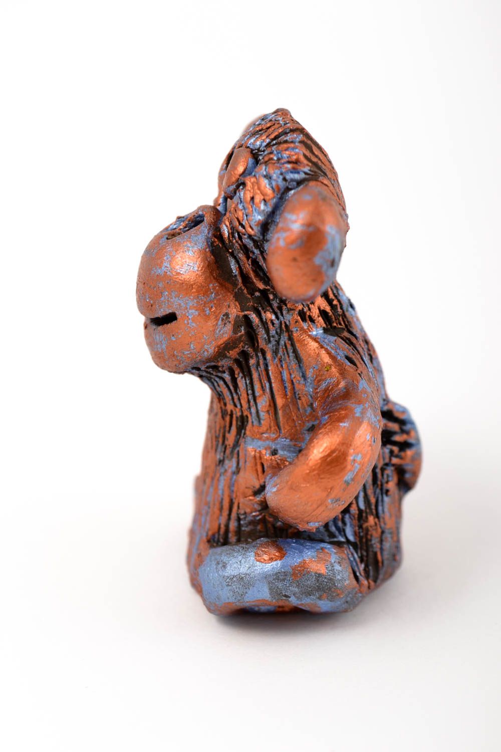 Игрушка из глины фигурка животного ручной работы статуэтка для декора обезьяна фото 5