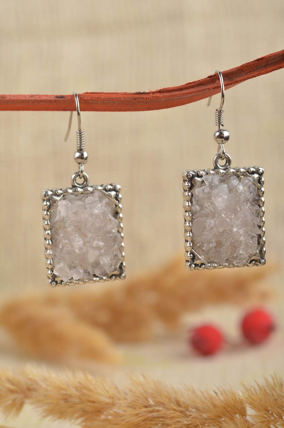 Beautiful handmade gemstone earrings beaded earrings accessories for girls  photo 1