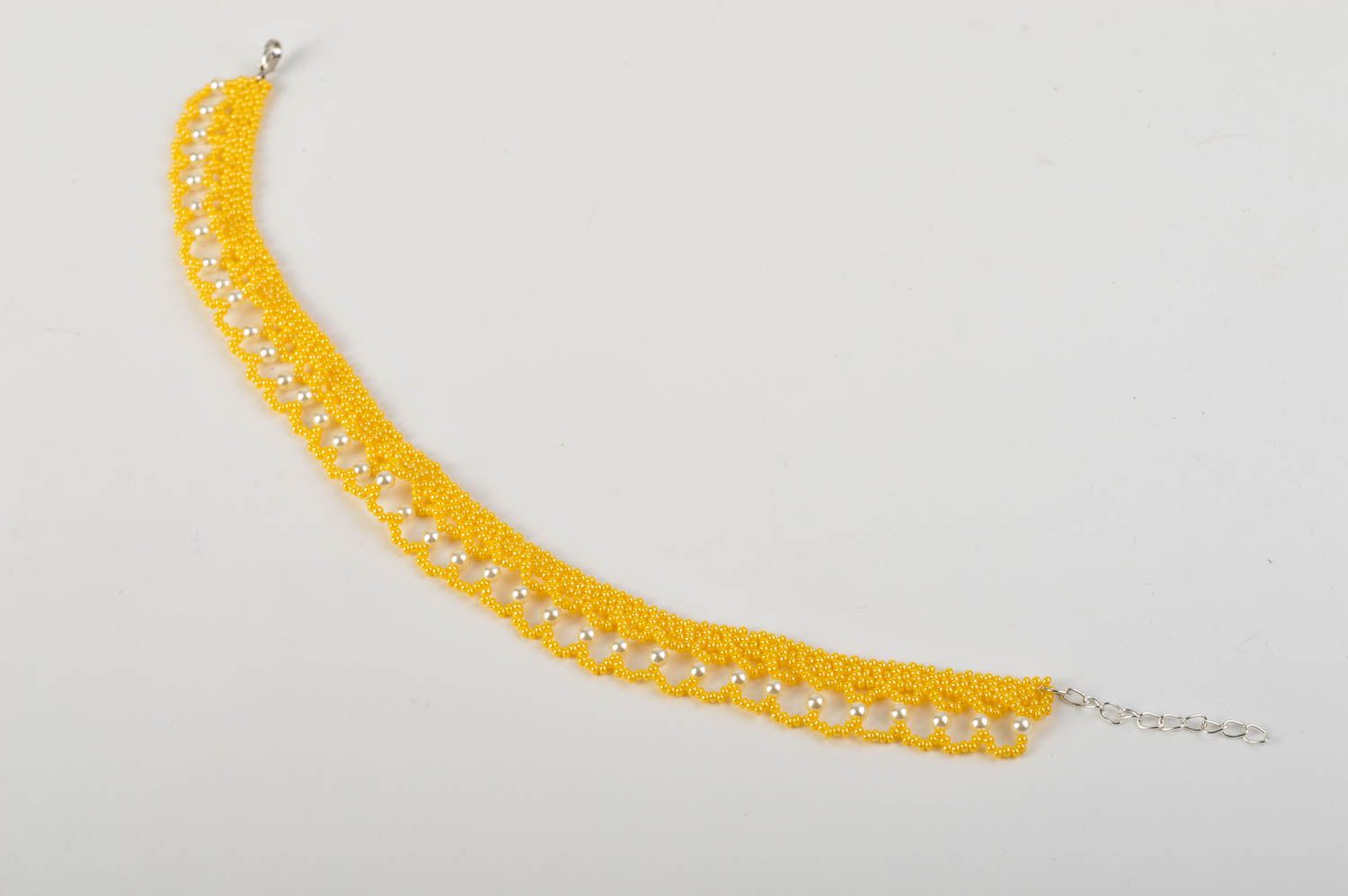 Collar de abalorios amarillo hecho a mano bisutería de moda regalo original foto 2