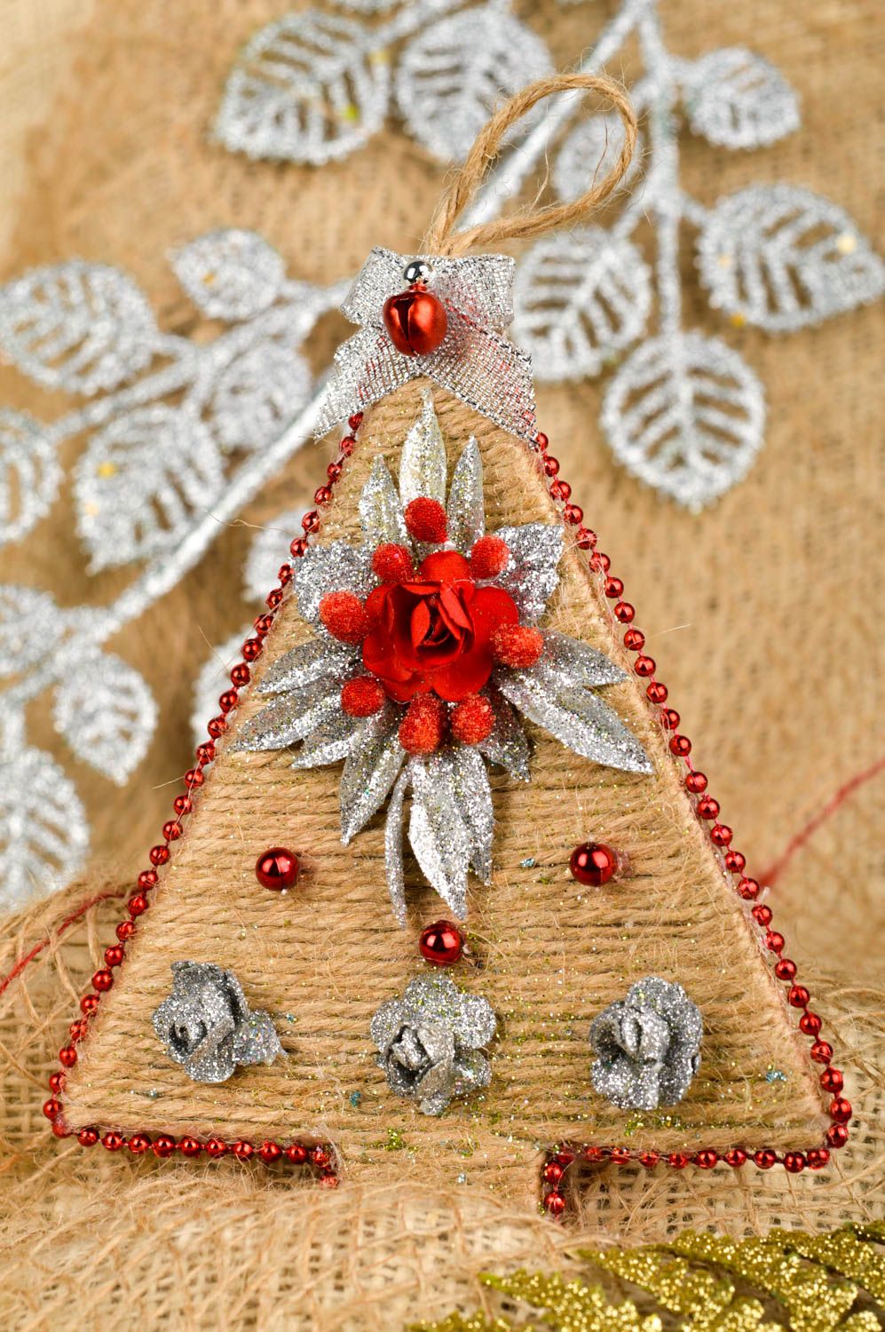 Handmade Christmas tree ornament Christmas tree pendant handmade accessory photo 1