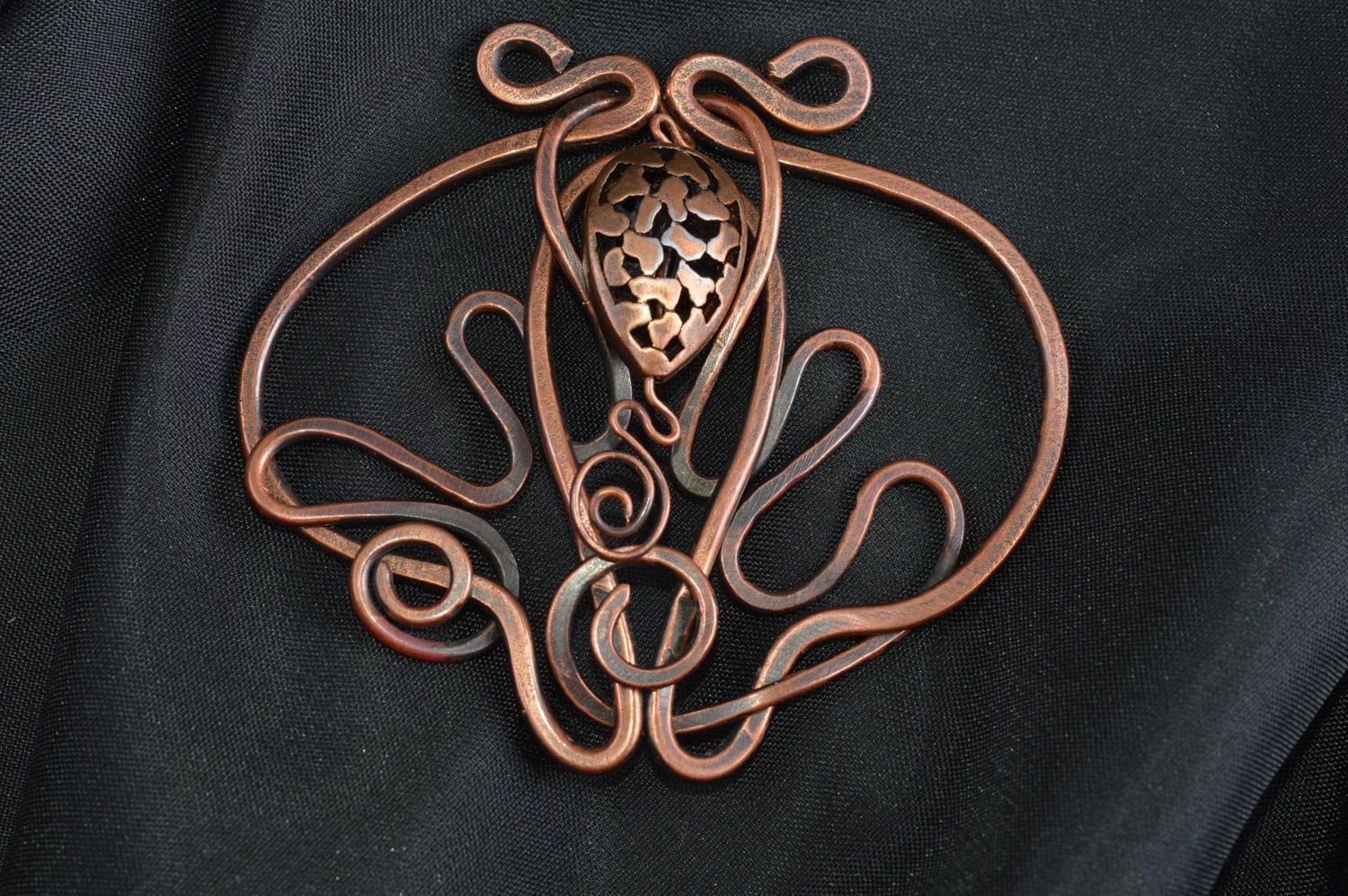 Handmade copper pendant designer accessories ethnic jewelry metal necklace photo 1