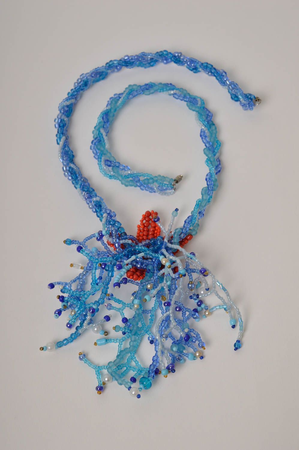 Handmade designer cute necklace beaded unusual accessory elegant jewelry photo 4