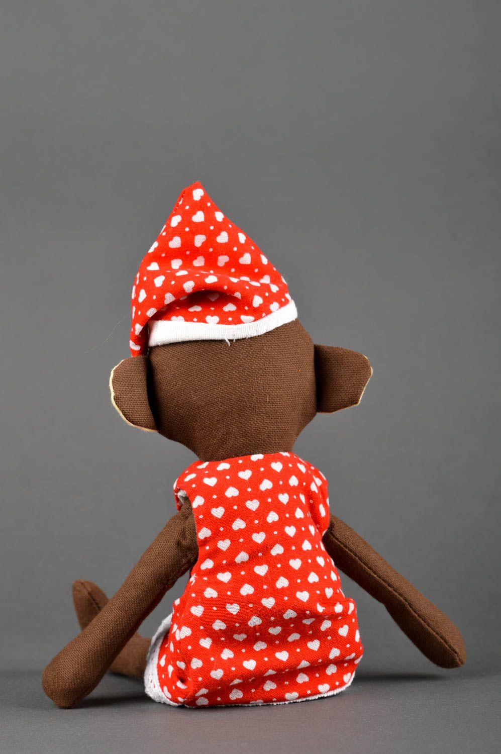 Muñeca artesanal juguete para niño decoración de casa Mono con gorro y vestido  foto 4