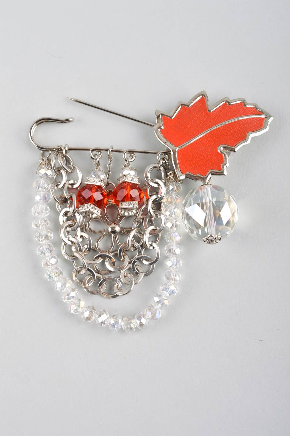 Unusual handmade metal brooch beaded brooch jewelry fashion accessories  photo 4