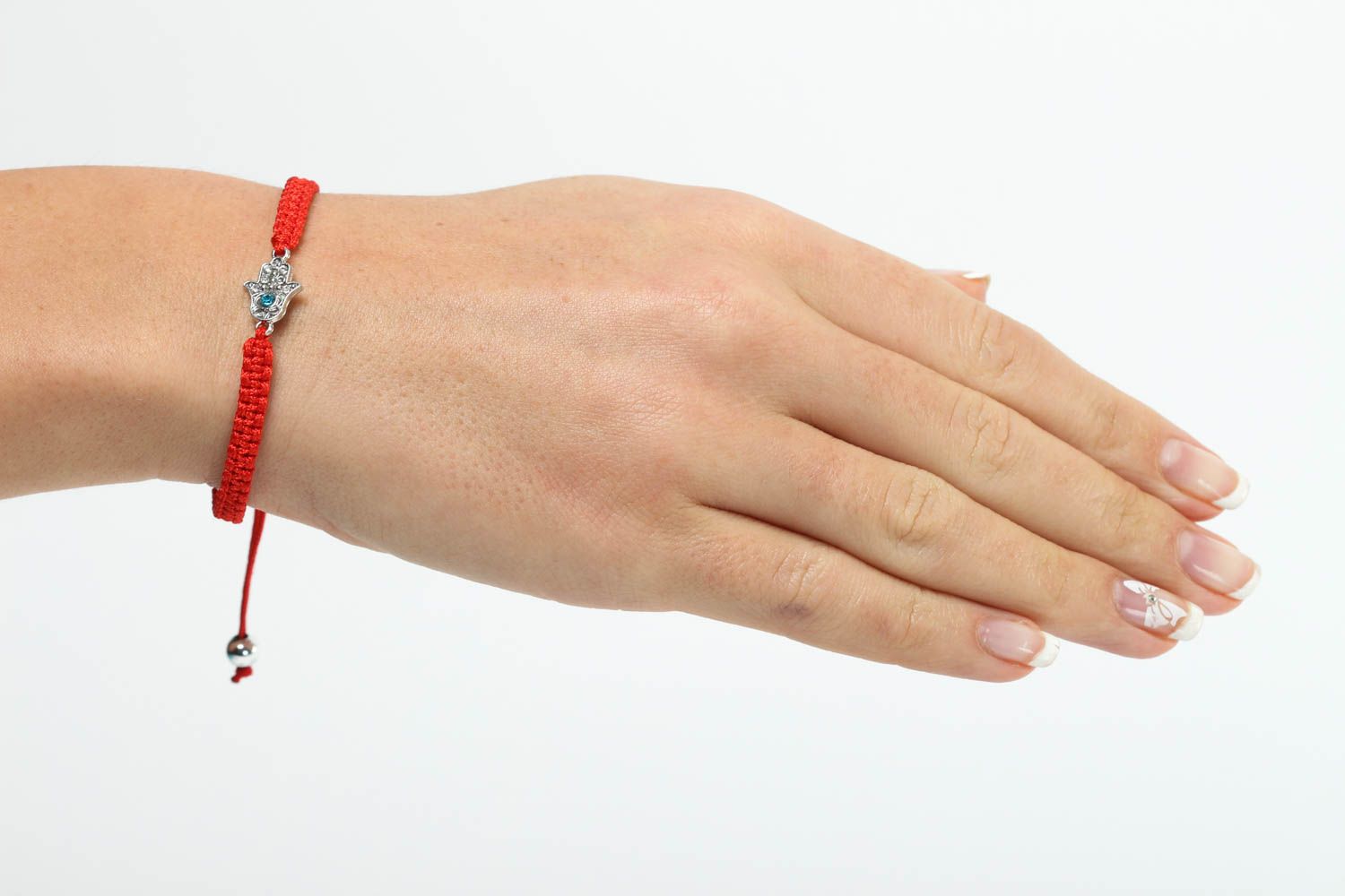 Bracelet textile rouge Bijou fait main talisman Accessoire femme original photo 5