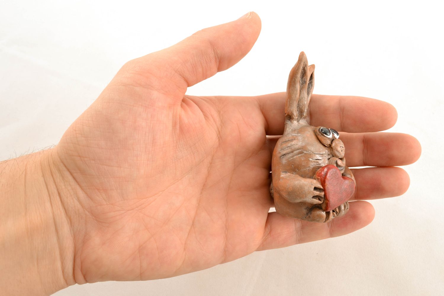 Statuina fatta a mano figurina in ceramica coniglietto souvenir di terracotta foto 1