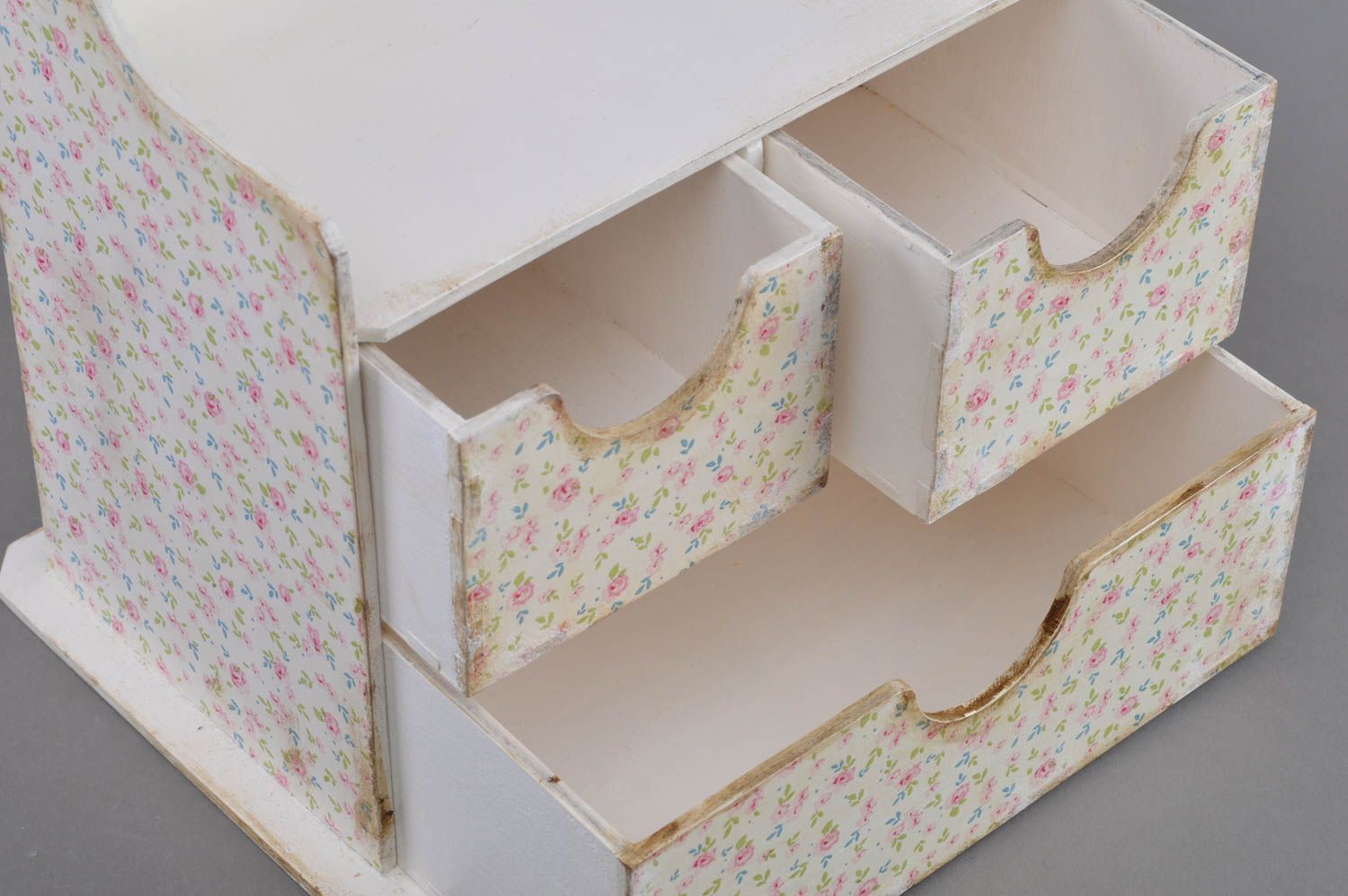 Handmade decorative designer decoupage wooden jewelry box chest of drawers  photo 3