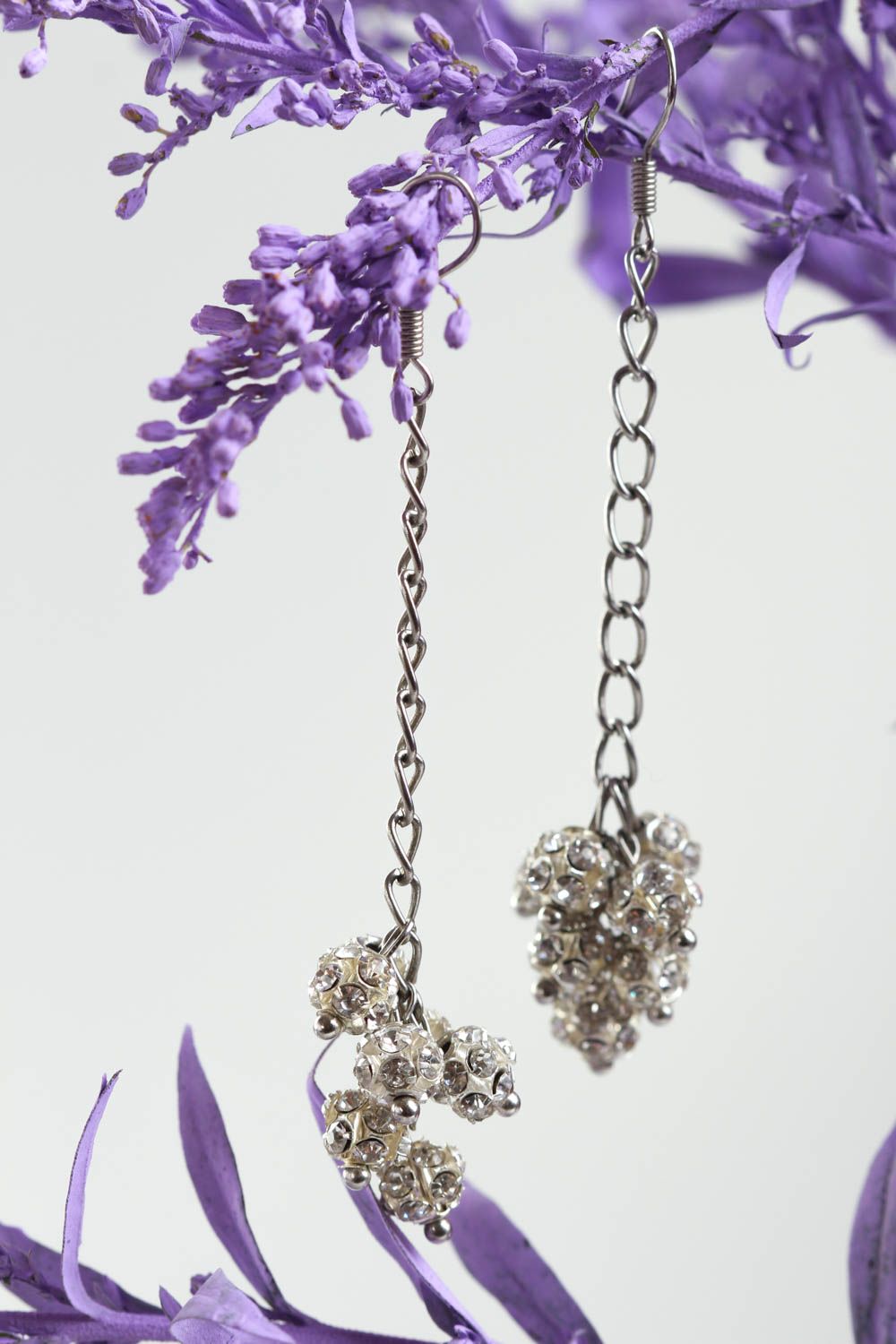 Handmade designer female earrings stylish metal accessory unusual jewelry photo 1
