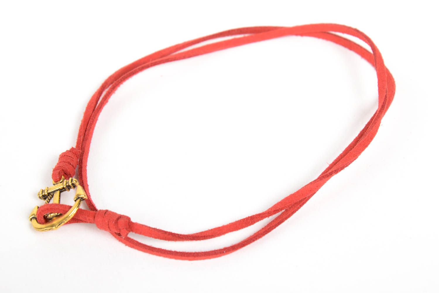 Pulsera hecha a mano regalo original pulsera de moda de color rojo con ancla  foto 3