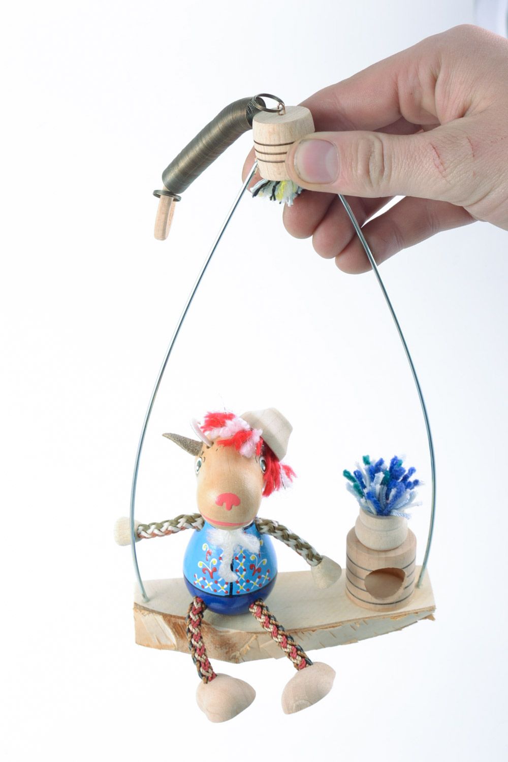 Balançoire pour poupée en bois faite main avec bouc jouet original pour enfant photo 2