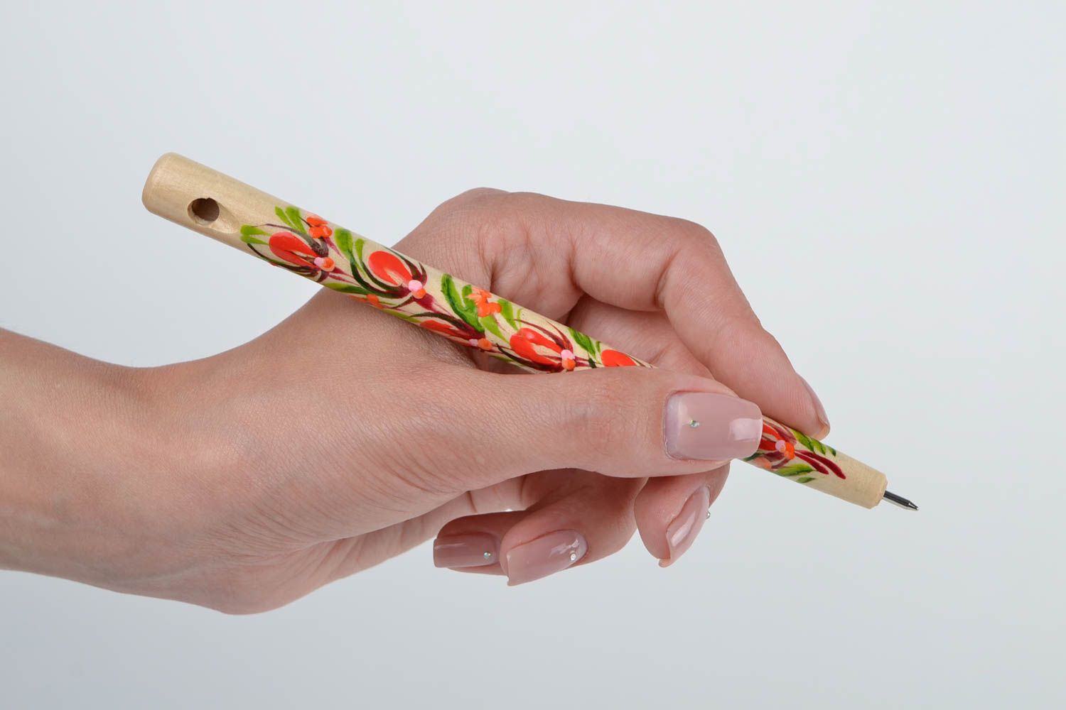 Handmade pen wooden whistle unusual souvenir handmade stationery ethnic pen photo 2