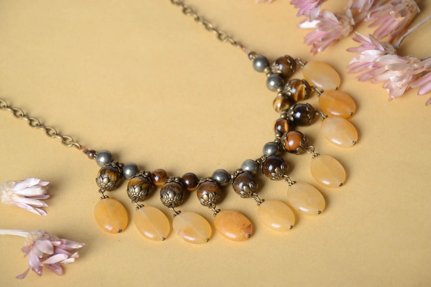 Handmade brown designer necklace elegant elite jewelry necklace for present photo 1