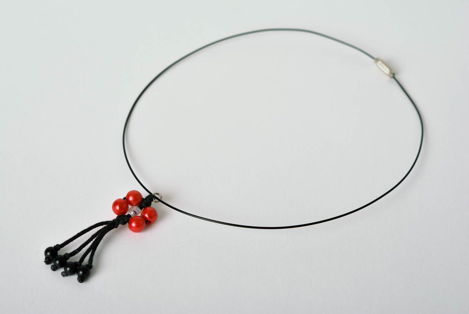 Handmade thread necklace macrame necklace macrame jewelry beaded necklace photo 1