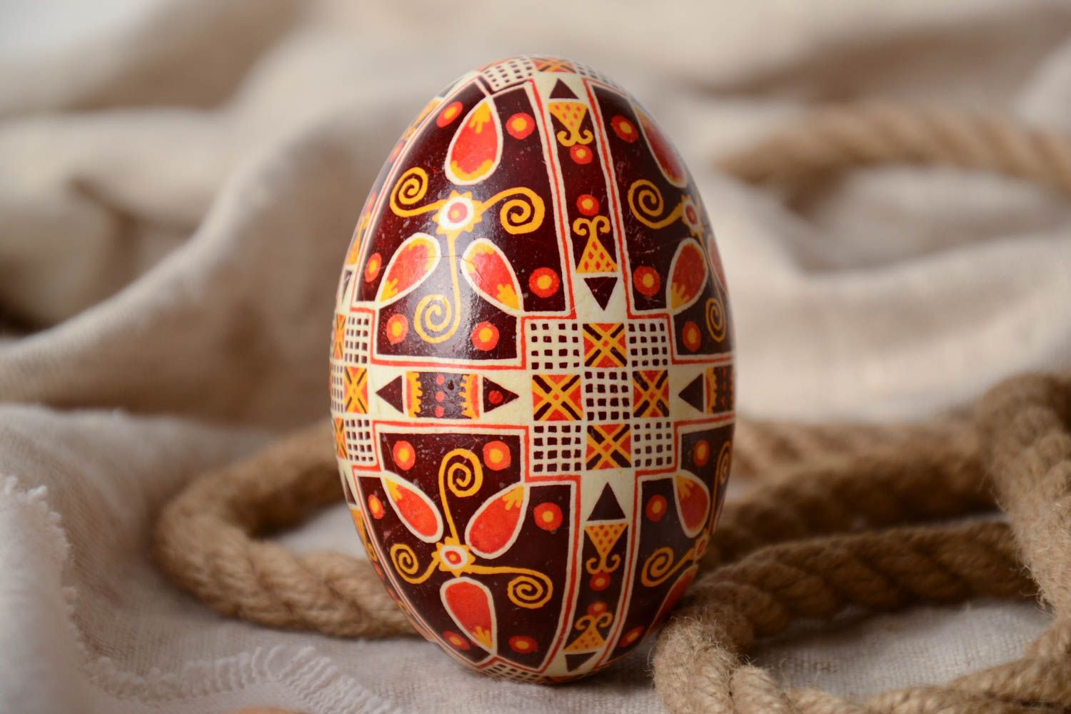 Handmade traditional decorative painted goose Easter egg pysanka ethnic souvenir photo 1