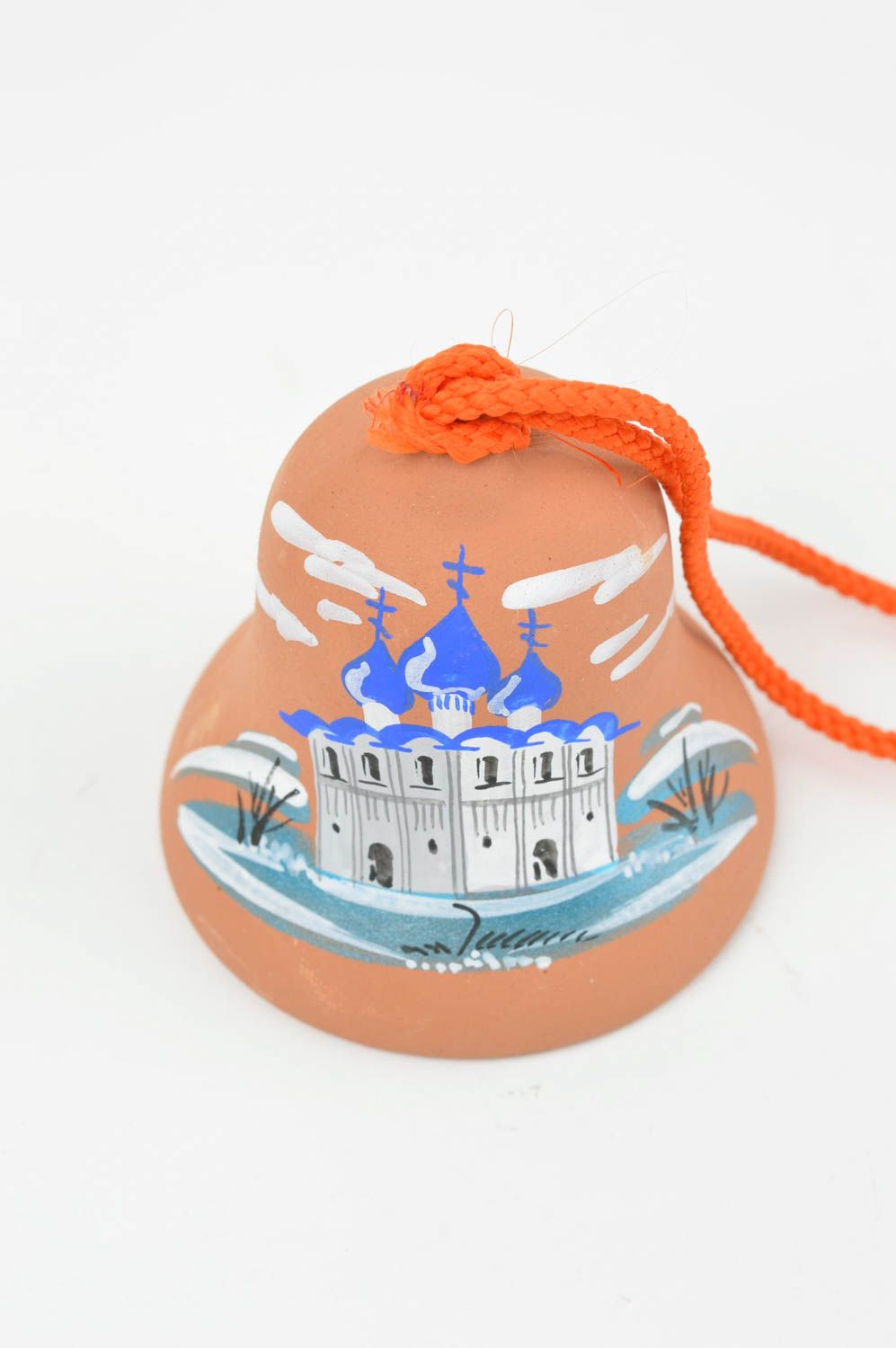 Designer stylish bell interesting accessories made of clay painted home decor photo 3