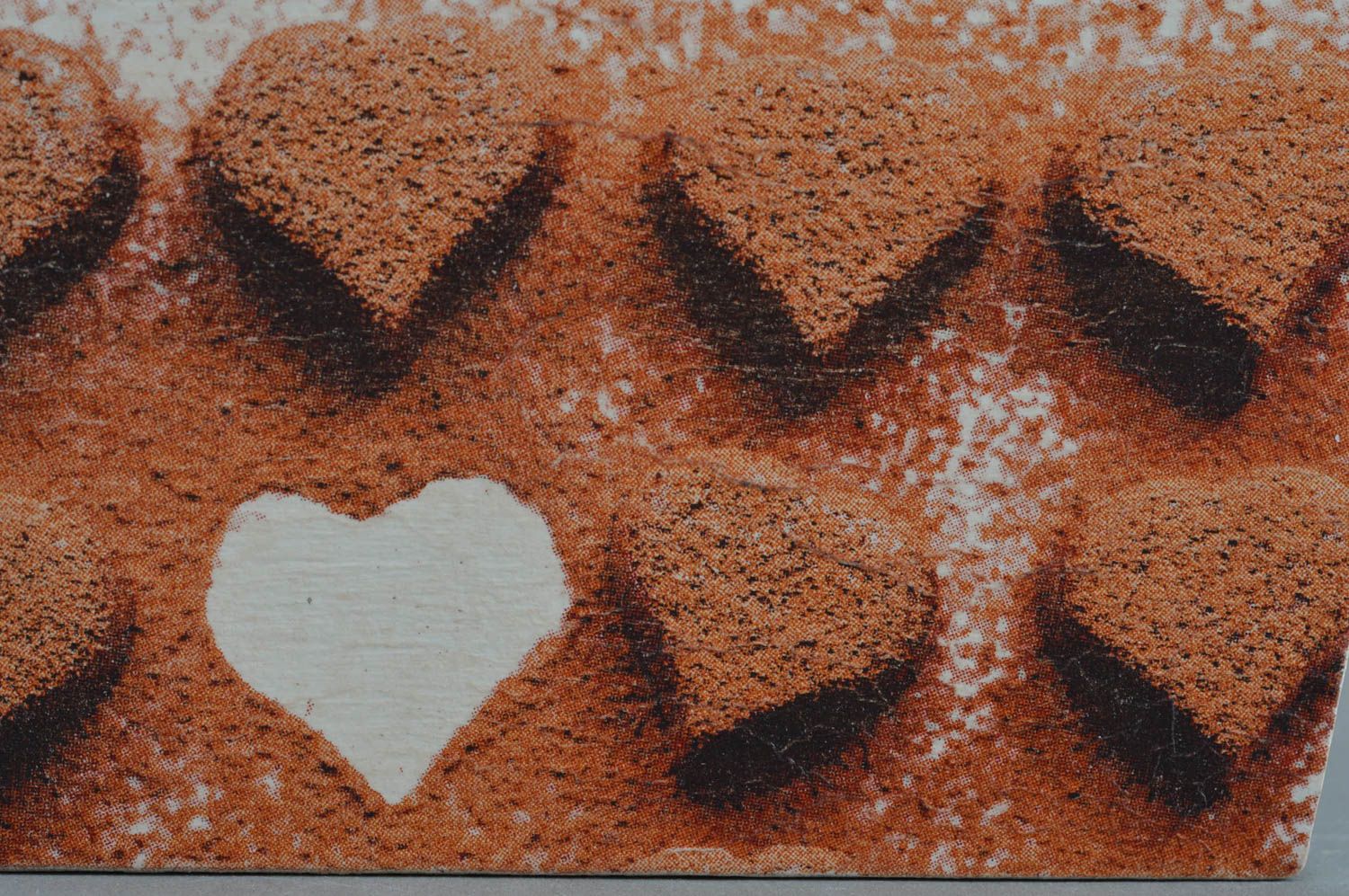 Holz Korb für Bonbons aus Sperrholz Decoupage mit Herzen schön braun handmade foto 3