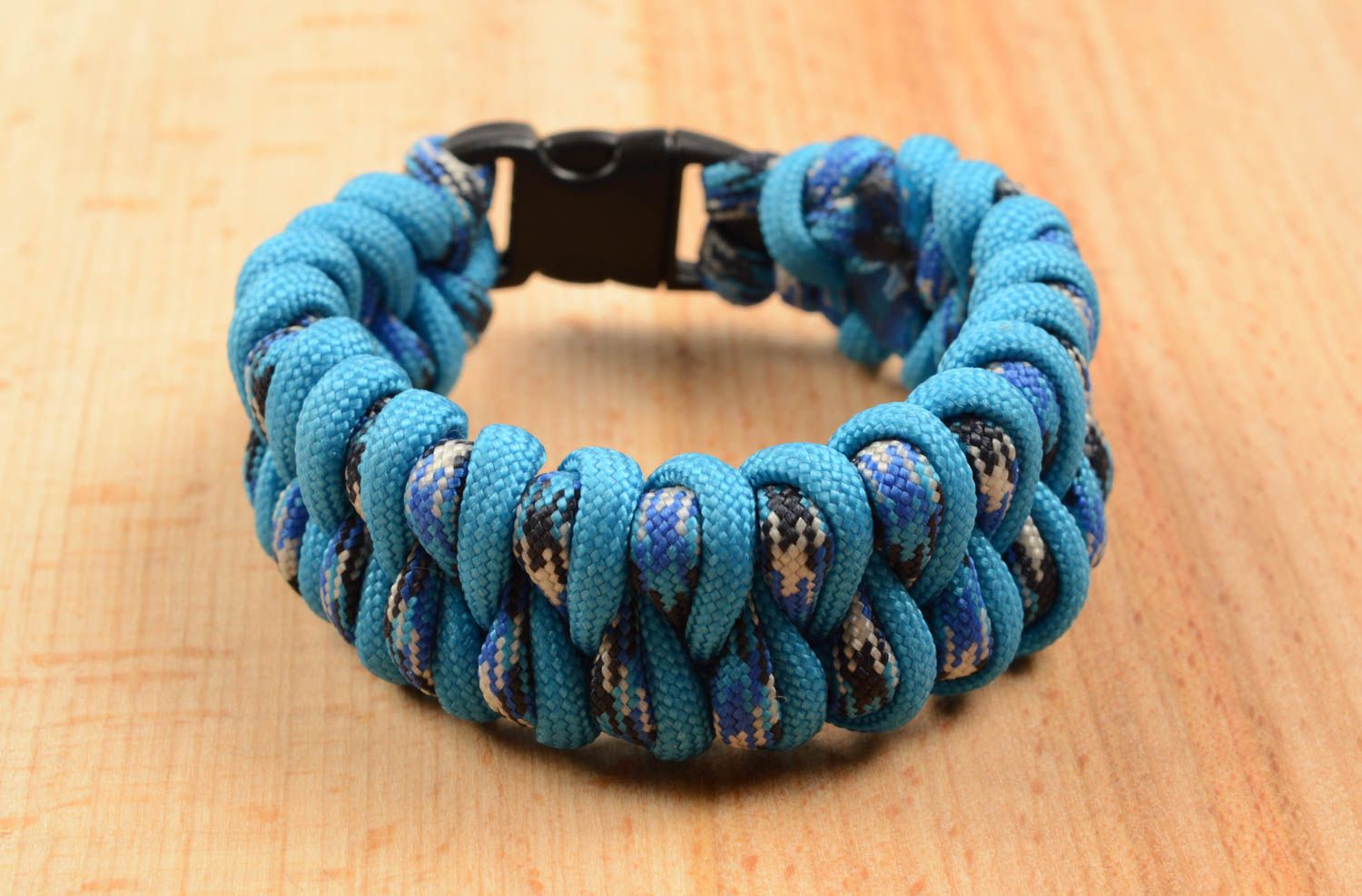 Handmade male designer bracelet unusual wide bracet blue paracord bracelet photo 5