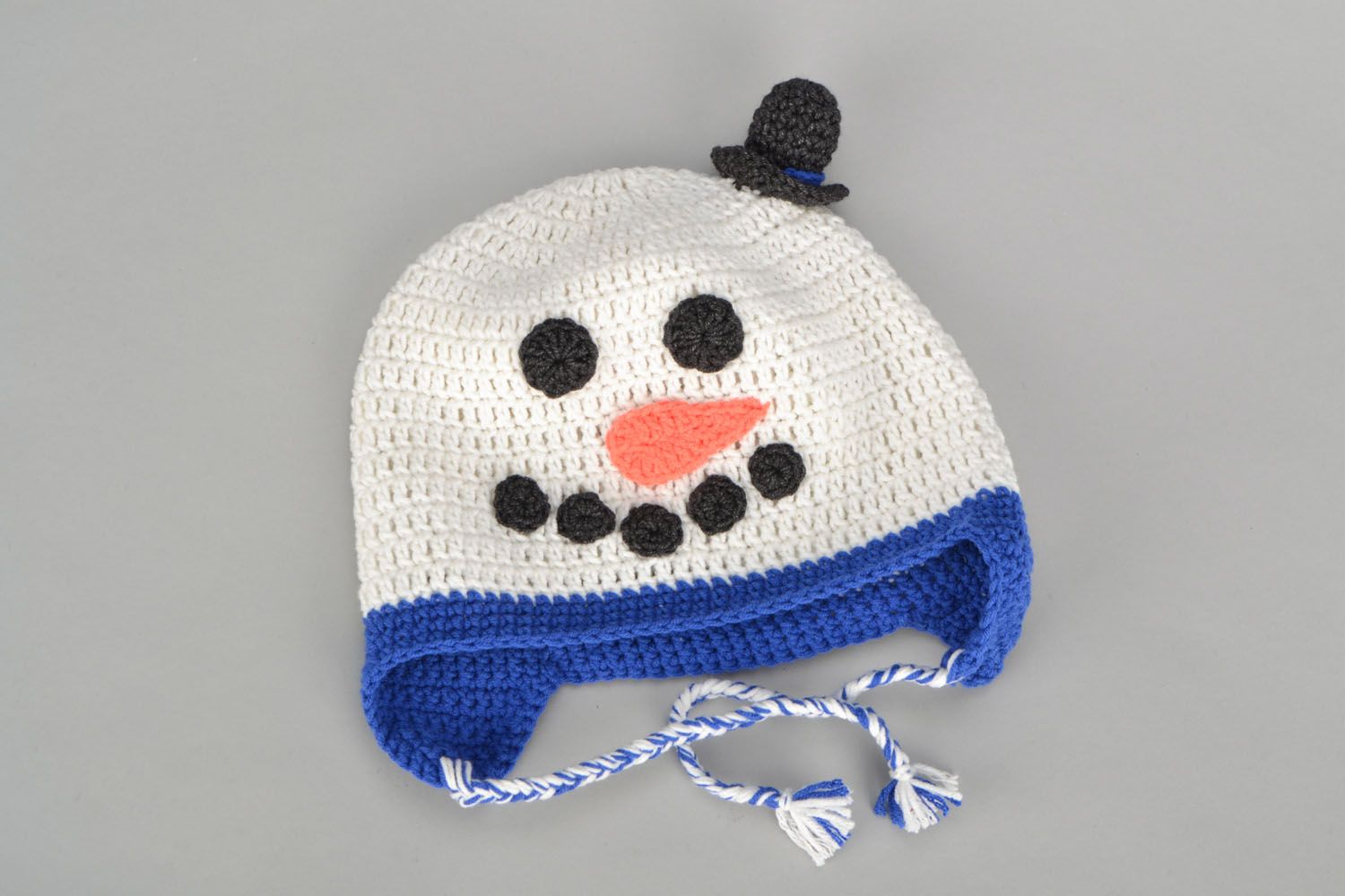 Вязаная детская шапка Снеговик фото 2