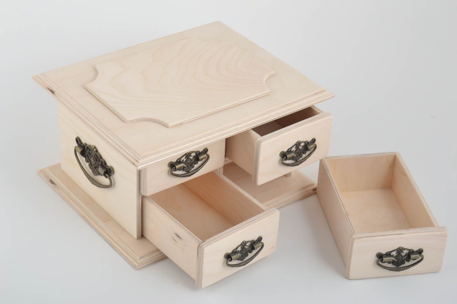 Boite avec tiroirs Commode miniature fait main en bois brut Boîte à décorer photo 2