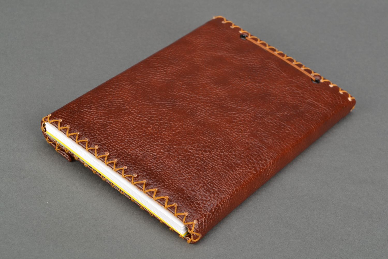 Brown artificial leather notebook photo 4