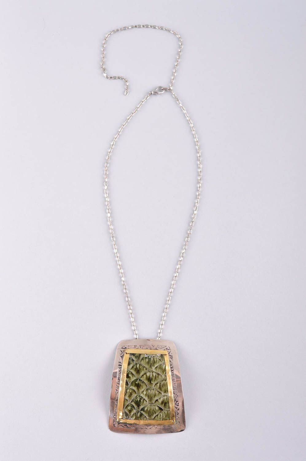 Designer pendant unusual gift for women metal accessory brass jewelry photo 3