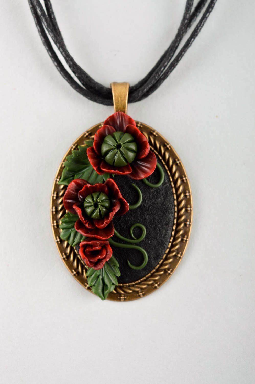 Handmade feminine accessory designer beautiful pendant unusual pendant on lace photo 3