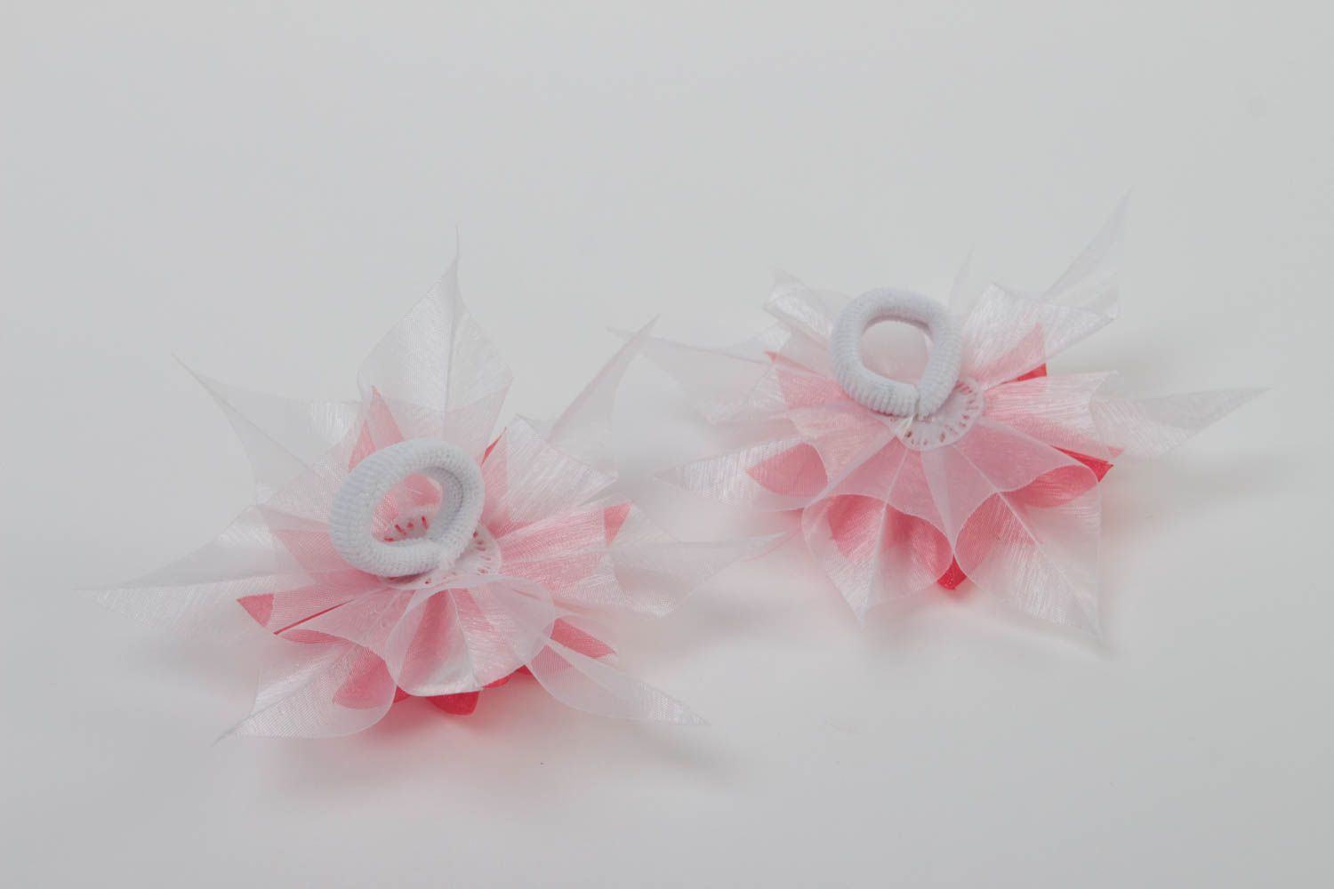 Set of 2 hair scrunchies handmade hair accessories ribbon hair ties gift for kid photo 4