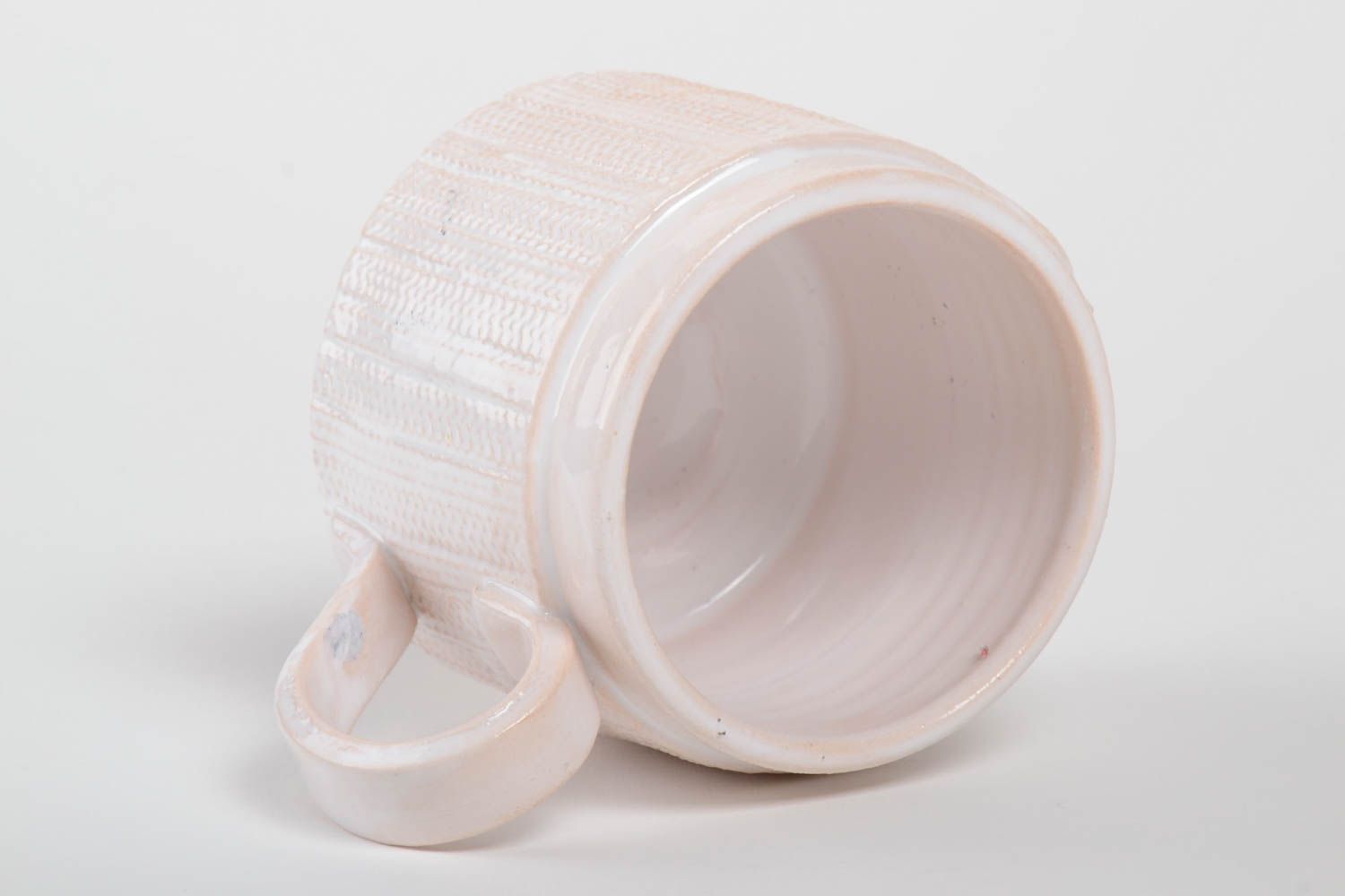 Handmade Designer Tasse Ton Geschirr weiße Tasse 350 ml mit Glasur bedeckt  foto 5