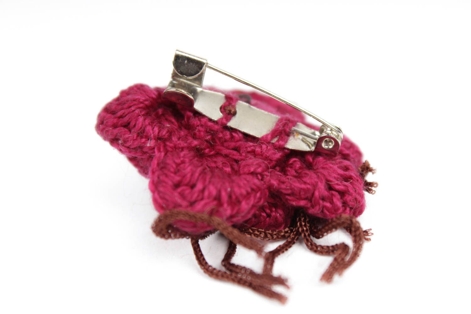 Handmade crocheted flower brooch stylish textile brooch unusual accessory photo 5