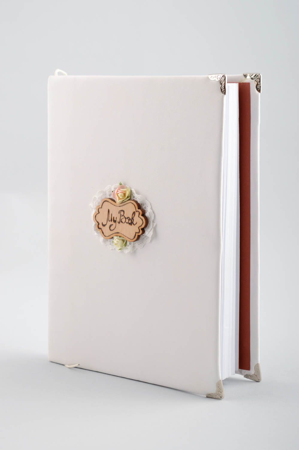 Белый блокнот с кожаной обложкой ручной работы оригинальный красивый 120 листов фото 2