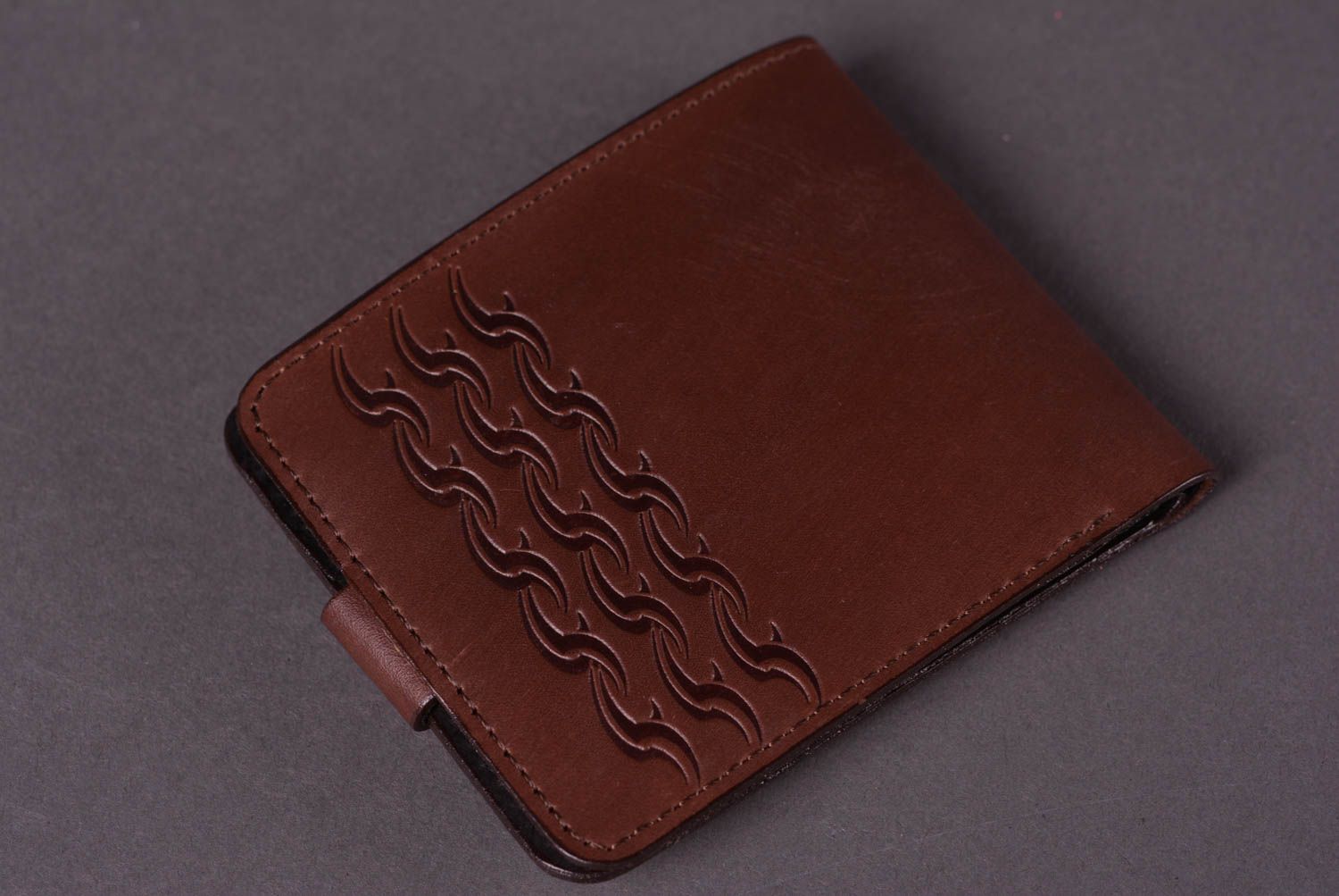 Мужское портмоне ручной работы аксессуар для мужчин кожаный кошелек коричневый фото 3