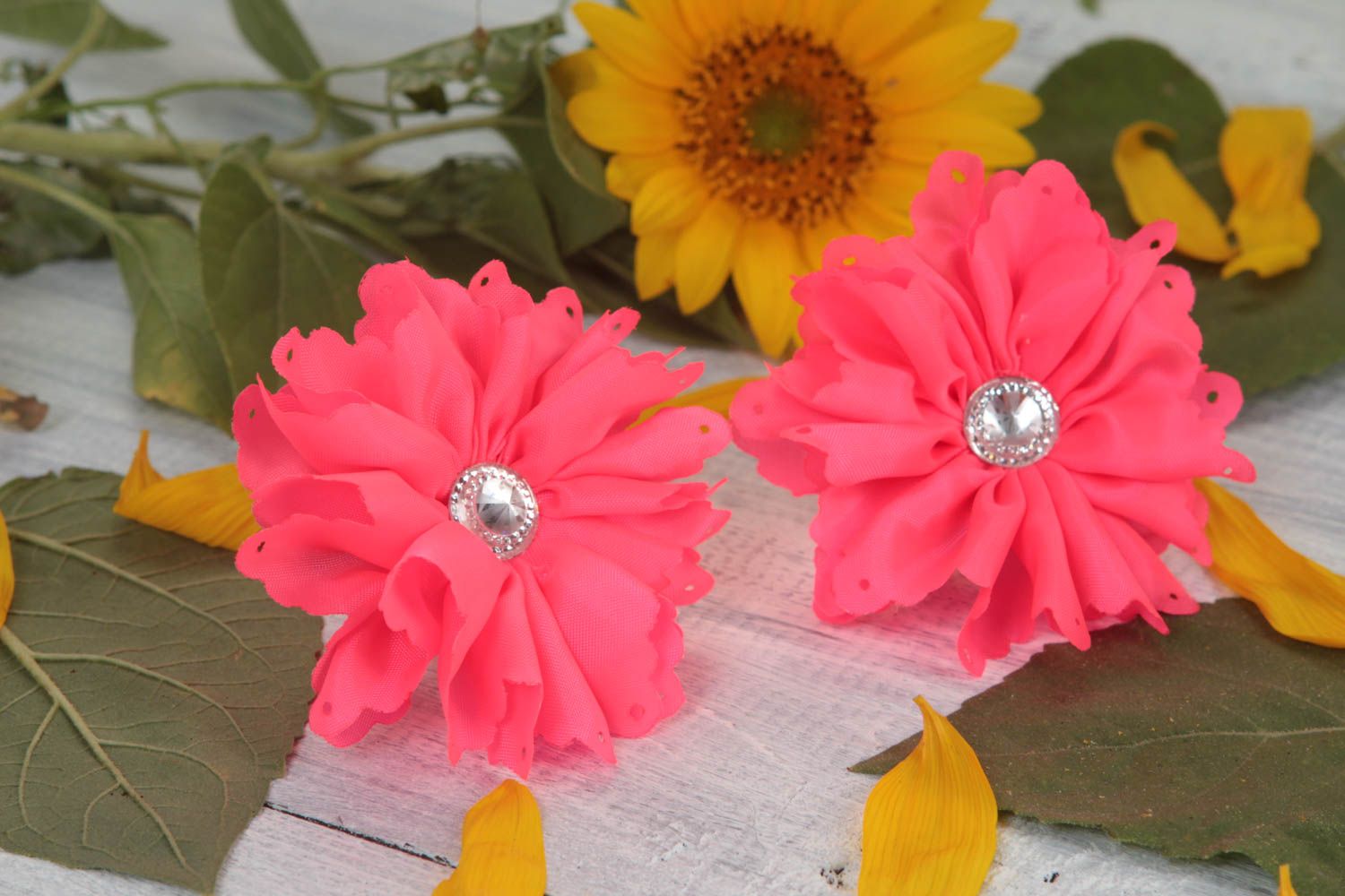 Set of 2 baby hair clips handmade flower hair clips hair ornaments kids gifts photo 1