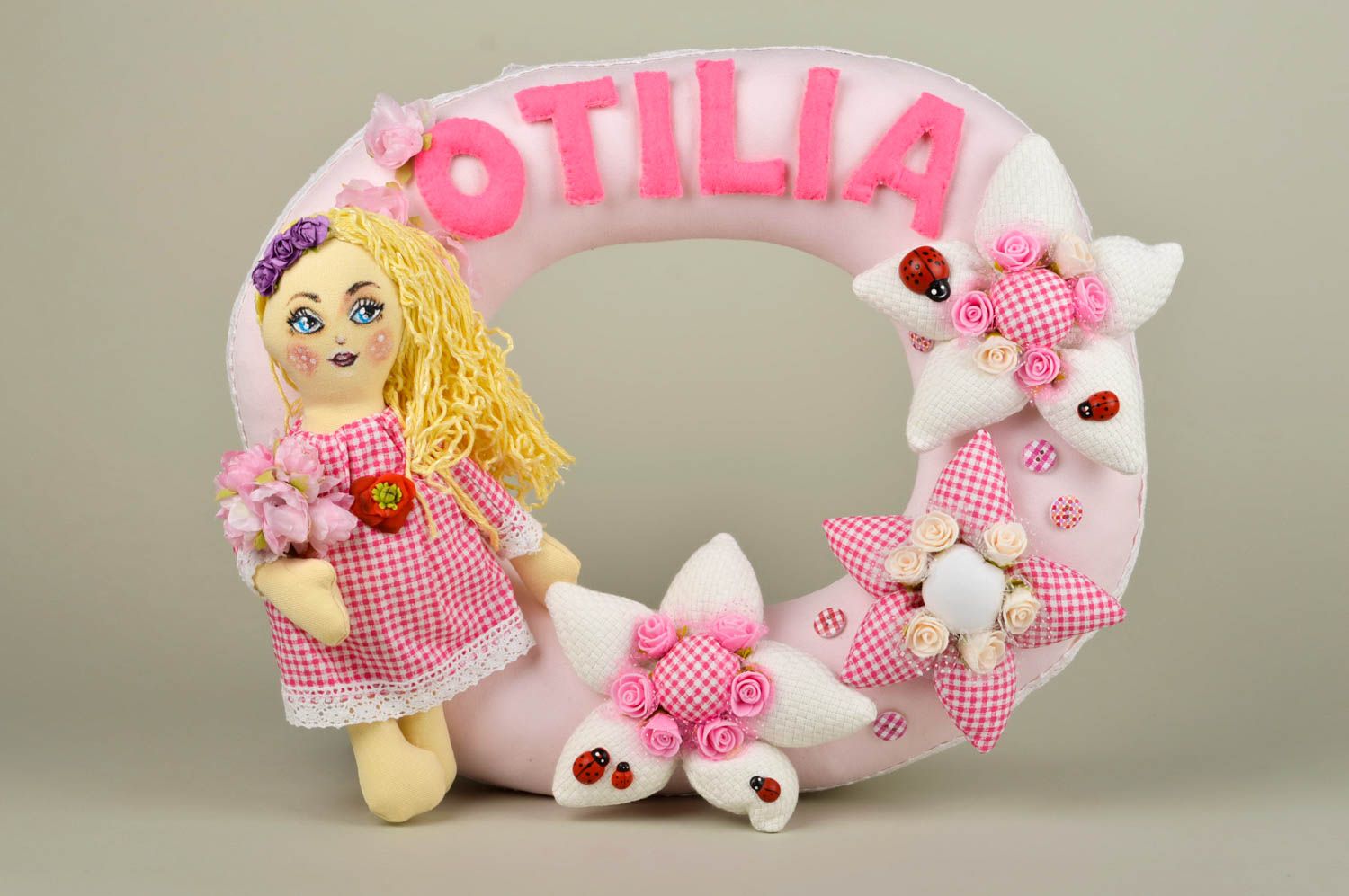 Künstler Puppe handgefertigt Kinderzimmer Idee originelles Geschenk in Rosa foto 1