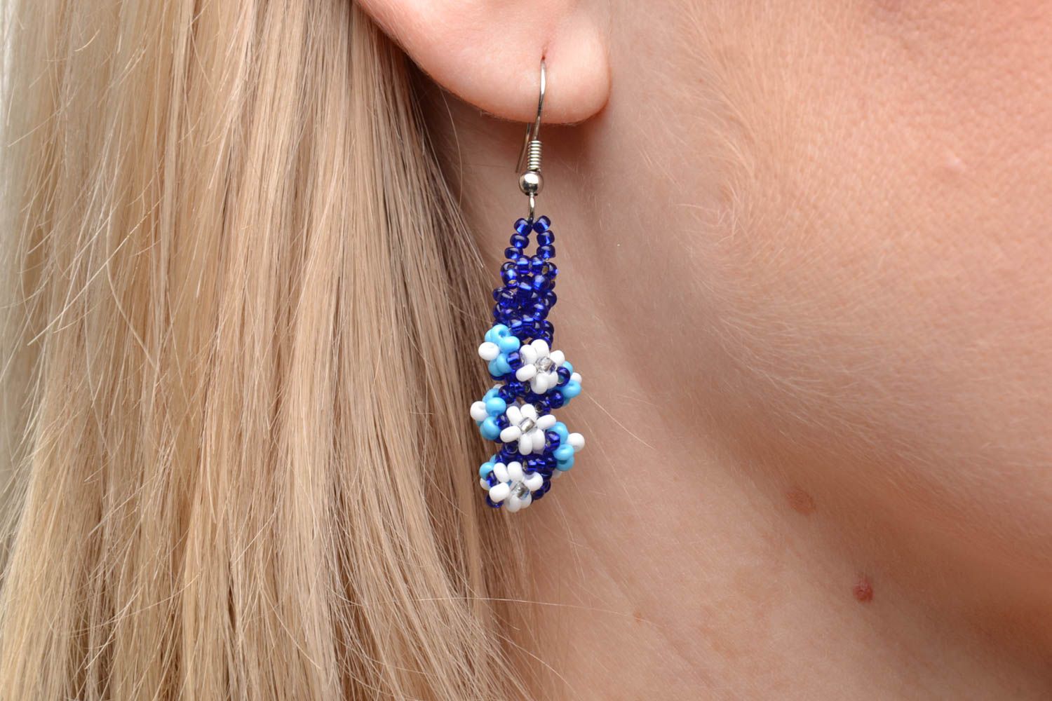 Long earrings made of Czech beads photo 5