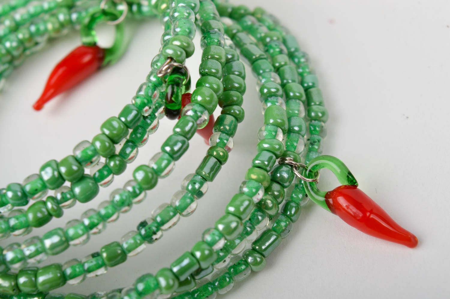 Bracelet spirale Bijou fait main vert en perles de rocaille Cadeau femme photo 4