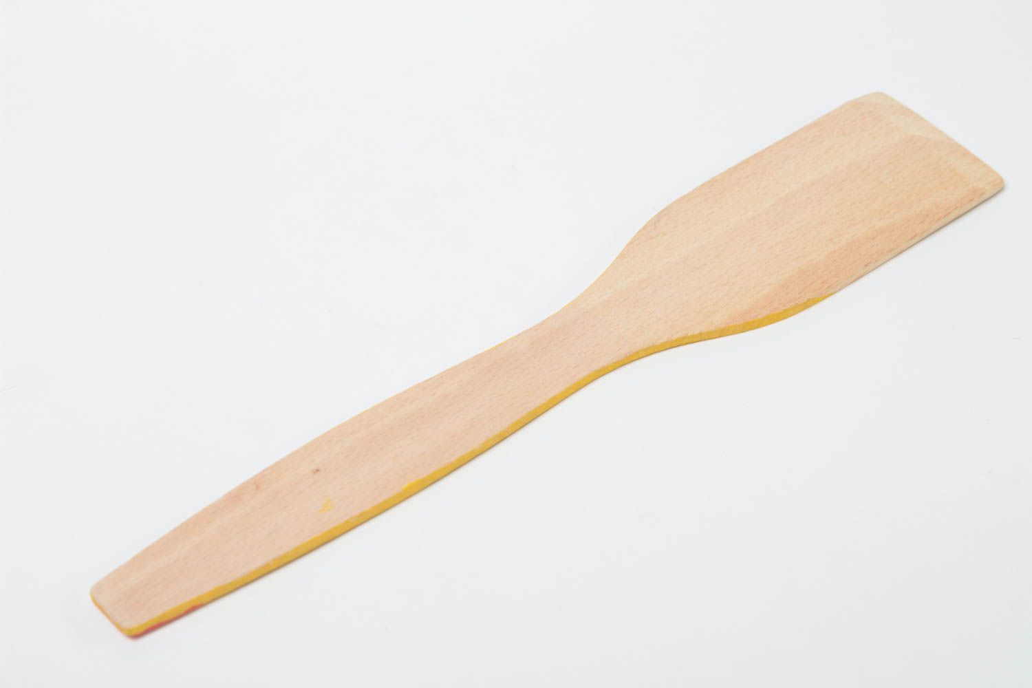 Желтая деревянная лопатка декоративная с Петриковской росписью ручной работы фото 5