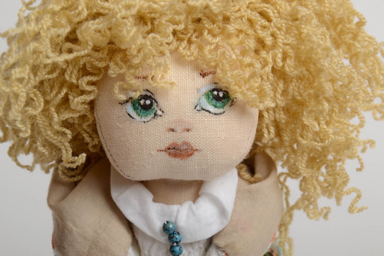 Designer fabric doll made of natural materials designer handmade toy for decor photo 3