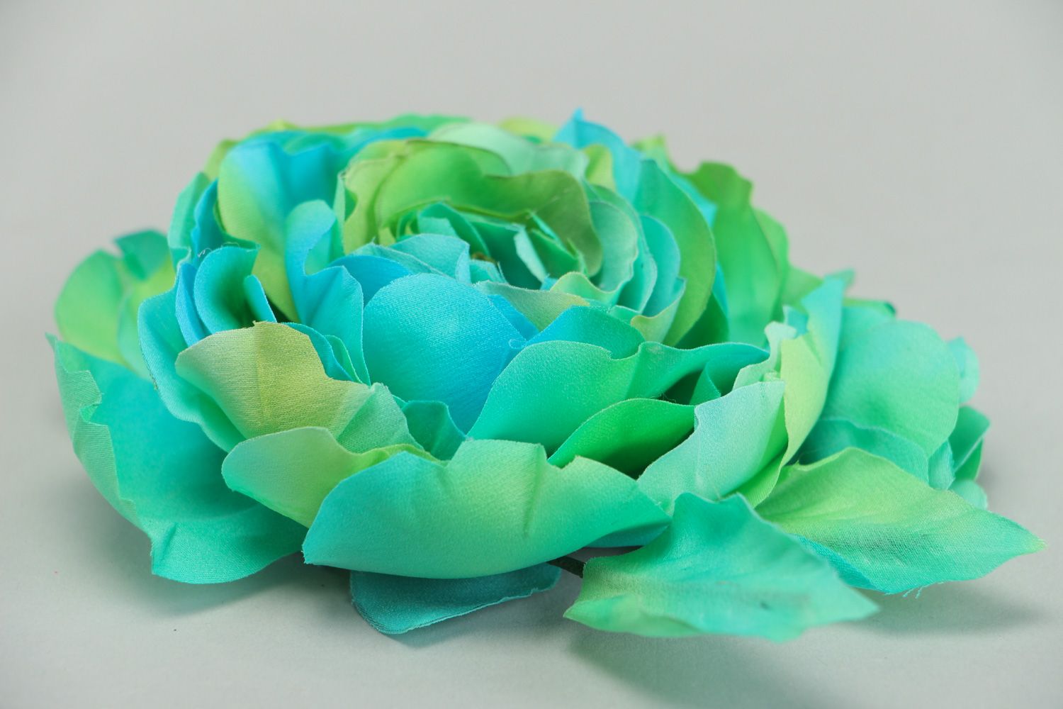 Handmade feminine volume silk flower brooch in romantic style Blue Rose photo 2