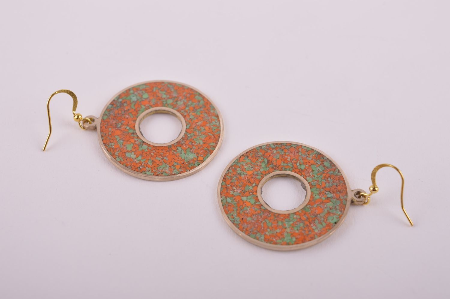 Украшение из латуни handmade серьги из натуральных камней модные серьги кольца фото 5