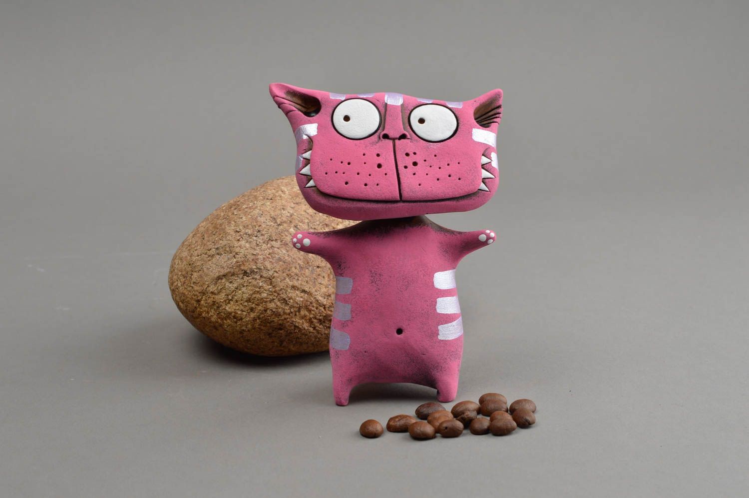 Keramische Statuette Katze handmade Souvenir interessant bemalt einzigartig toll foto 1