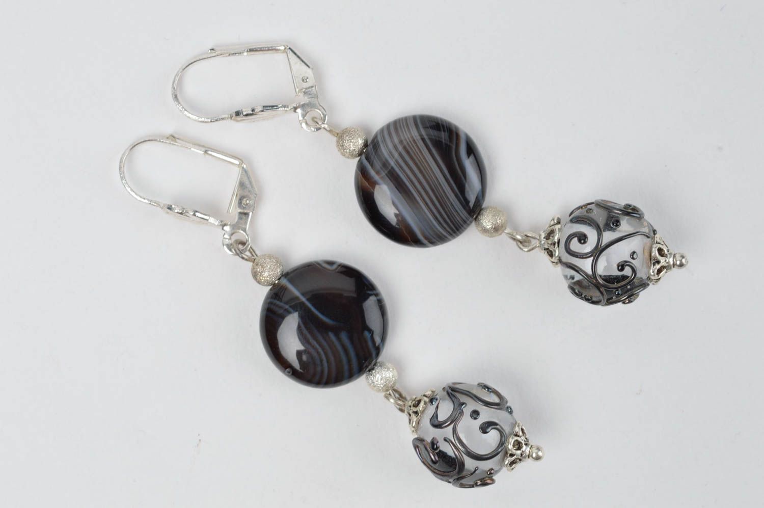 Handmade lange Glas Ohrringe Damen Schmuck Accessoire für Frauen künstlerisch foto 2
