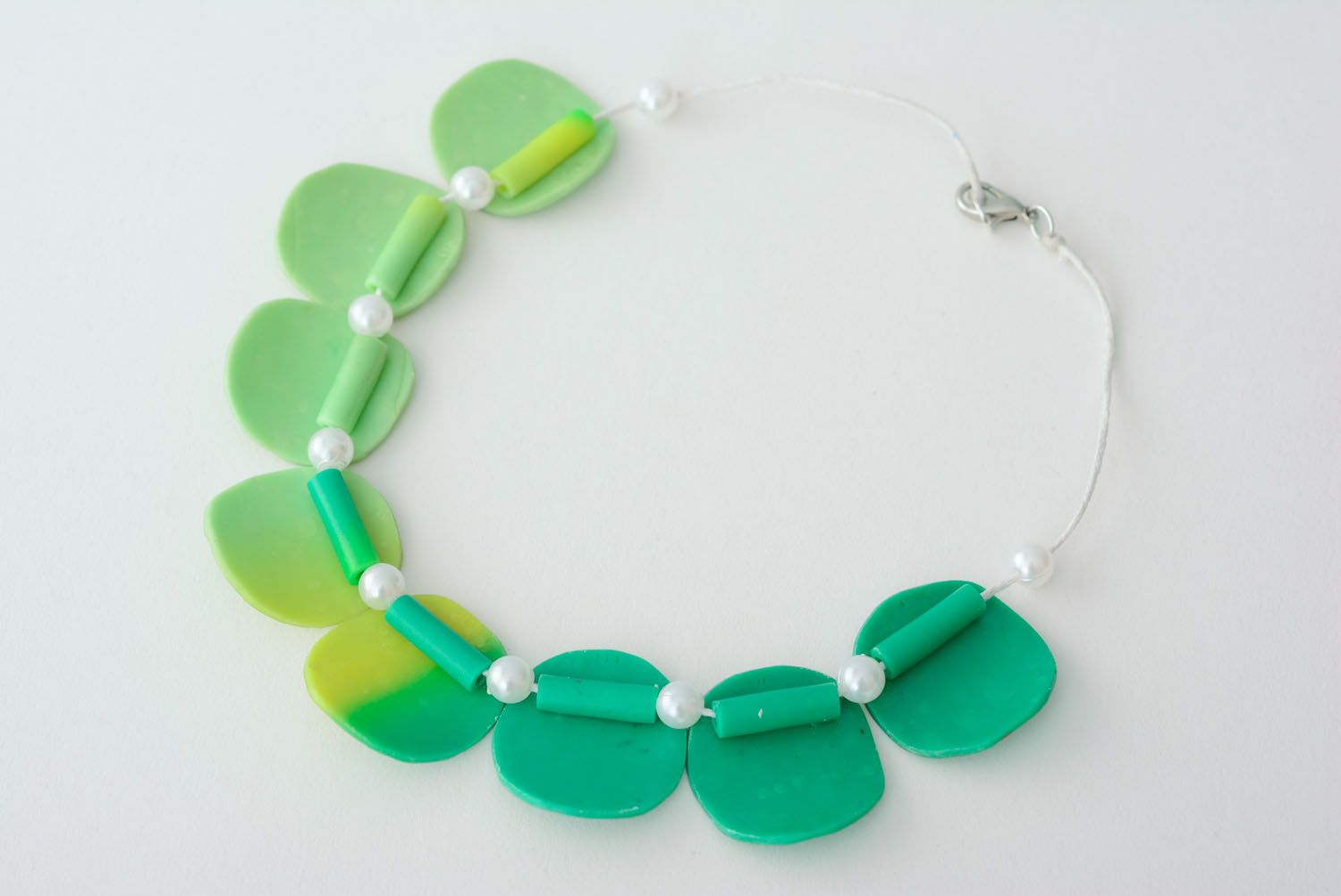 Green polymer clay necklace photo 5