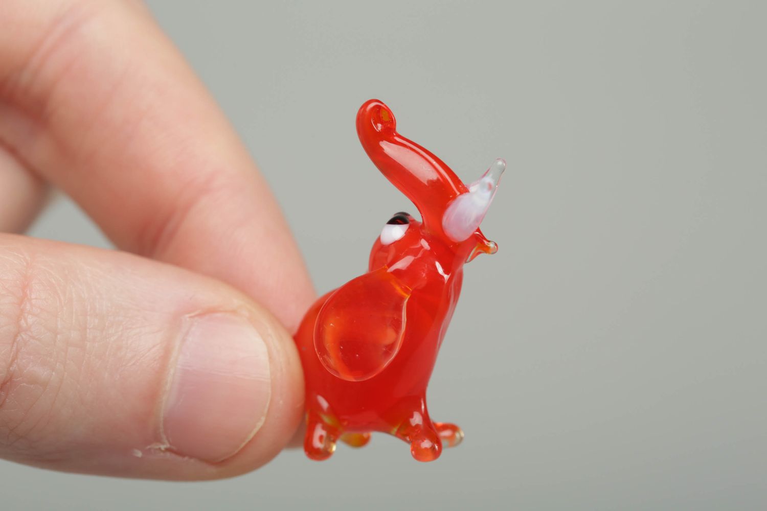 Figurine miniature en verre lampwork Éléphant rouge photo 4