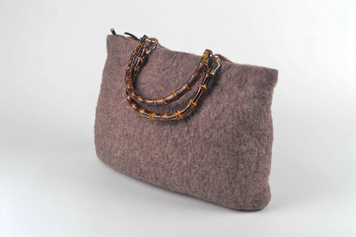 Bolso de tela hecho a mano accesorio de moda color gris regalo para mujer foto 1