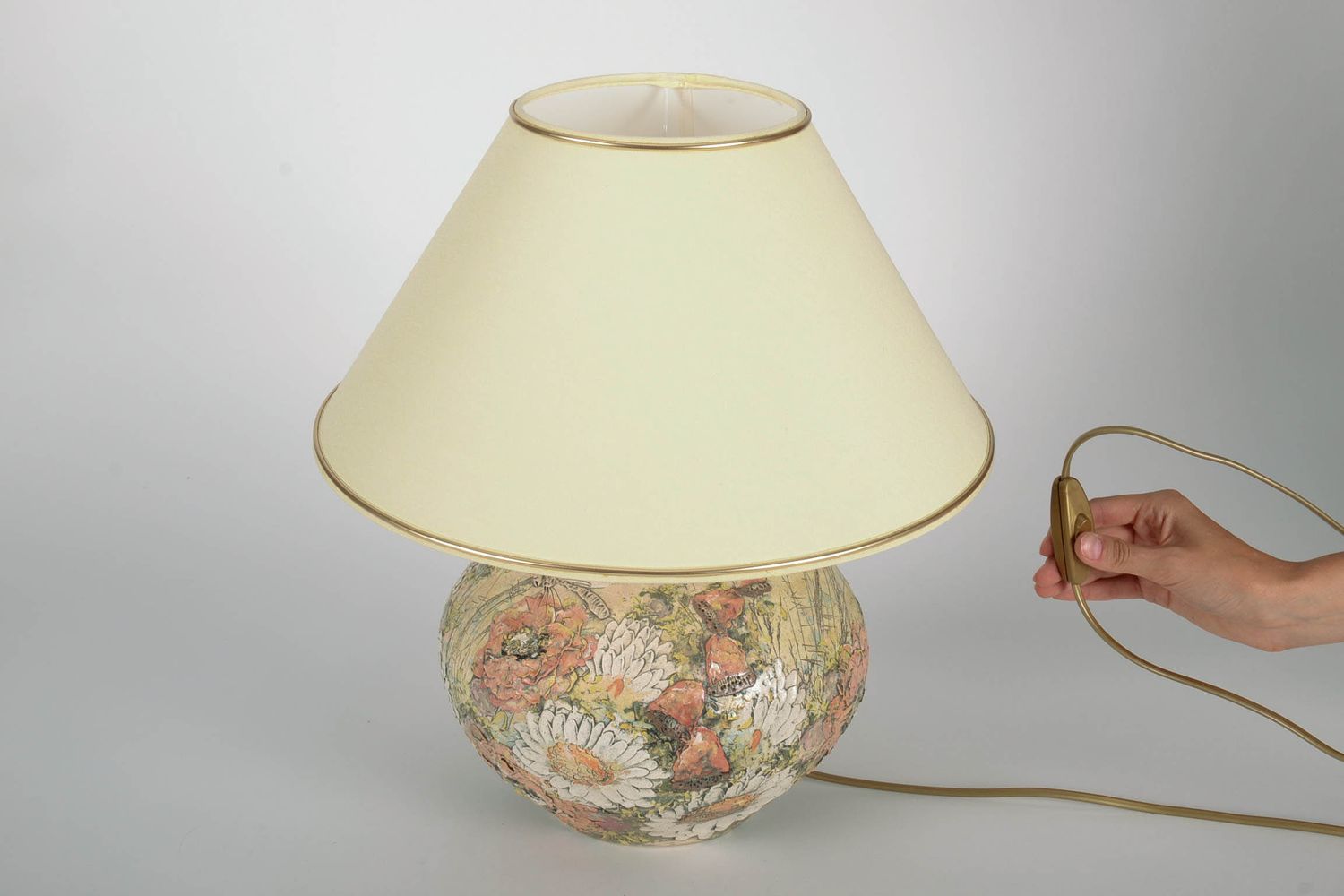 Lampe de chevet céramique en fonte 'Pavots' photo 5