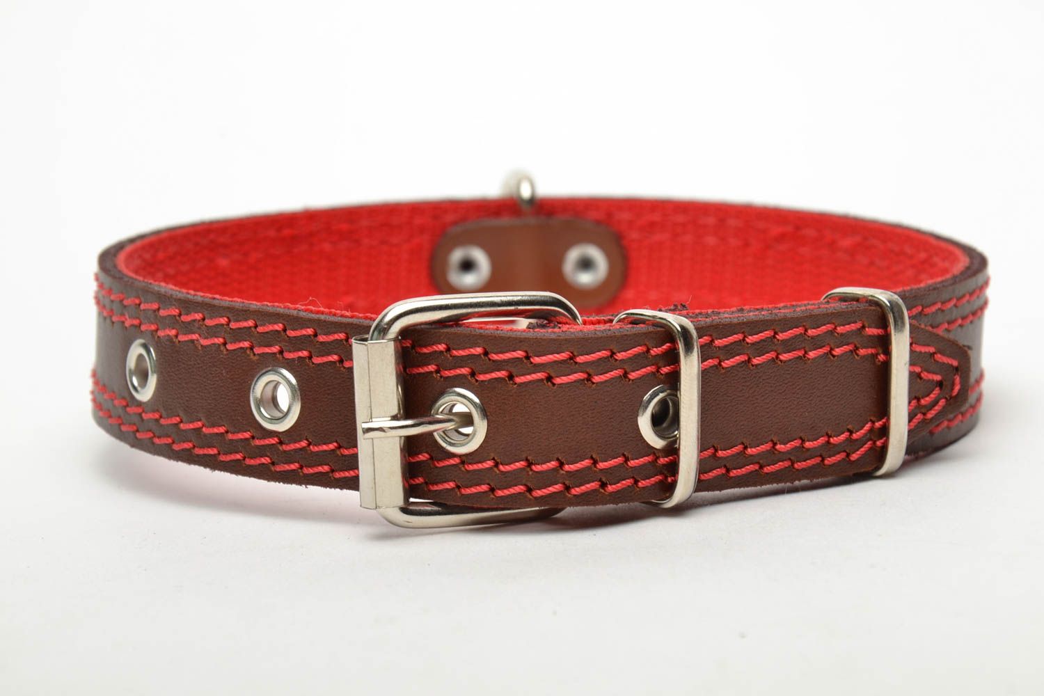 Brown handmade dog collar photo 2