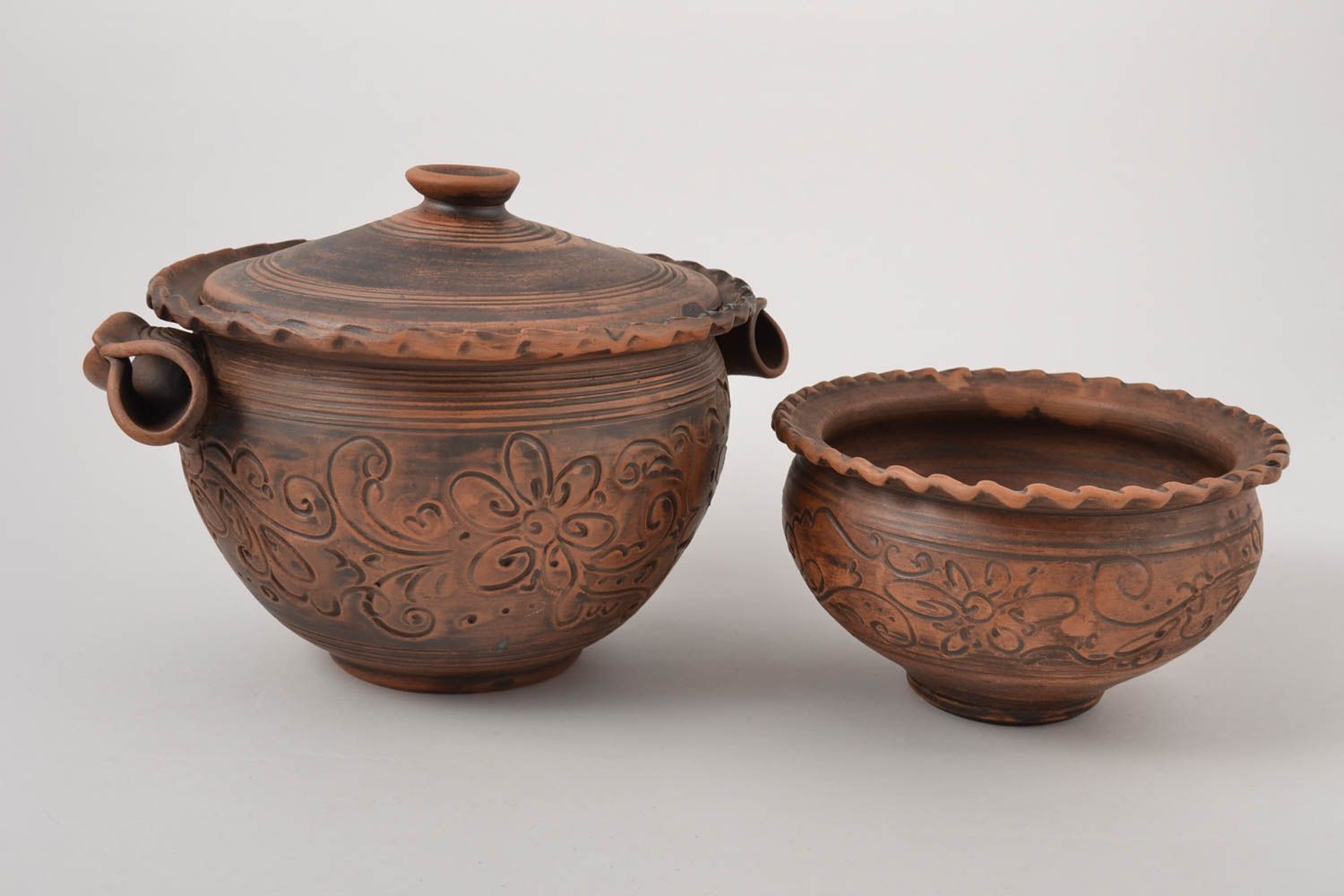 Handmade ceramic dishware clay dishes set of dishware pot and bowl clay pottery  photo 4