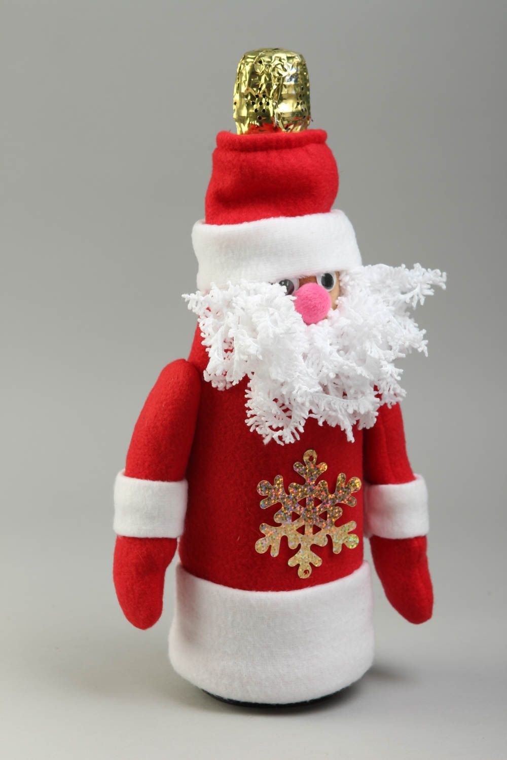 Copribottiglia fatto a mano a forma di Babbo Natale accessorio per Natale
 foto 1