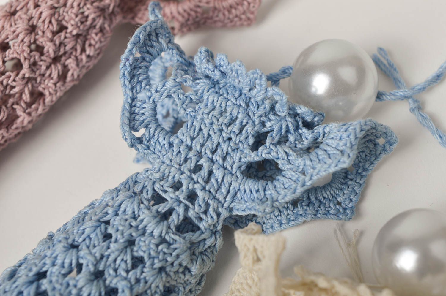 Handmade pendant for wall decor ideas 4 items crocheted angel Christmas toy photo 4